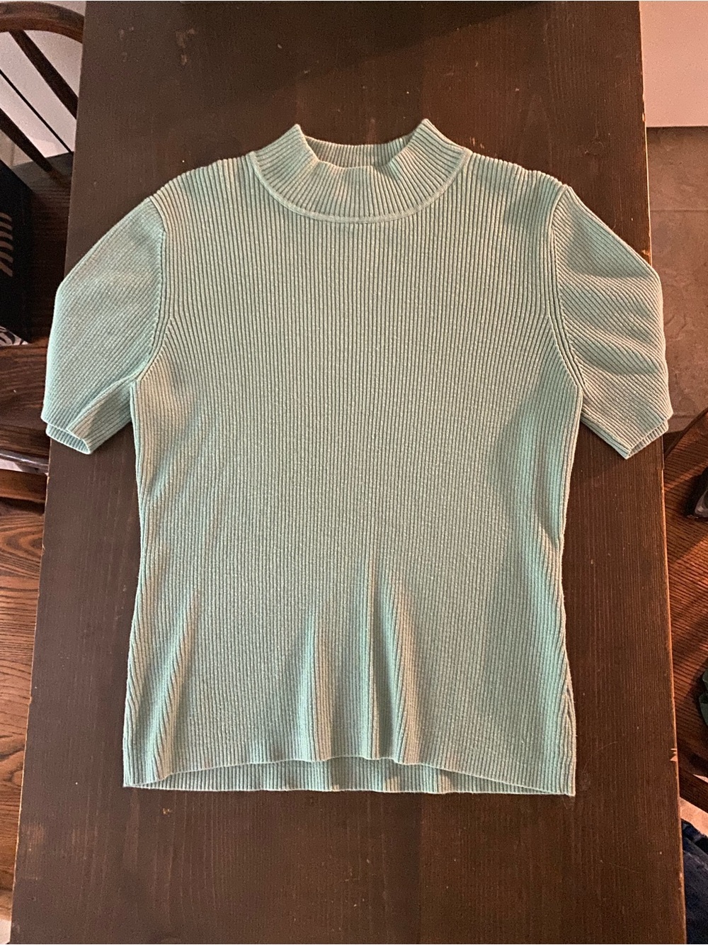 Women’s Teal Ribbed Short-Sleeve Top